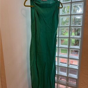 Zara Green Linen Blend Sleeveless Dress